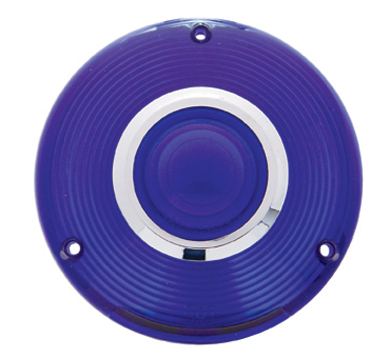 Plastic Turn Signal Lens W/ Chrome Rim - Blue