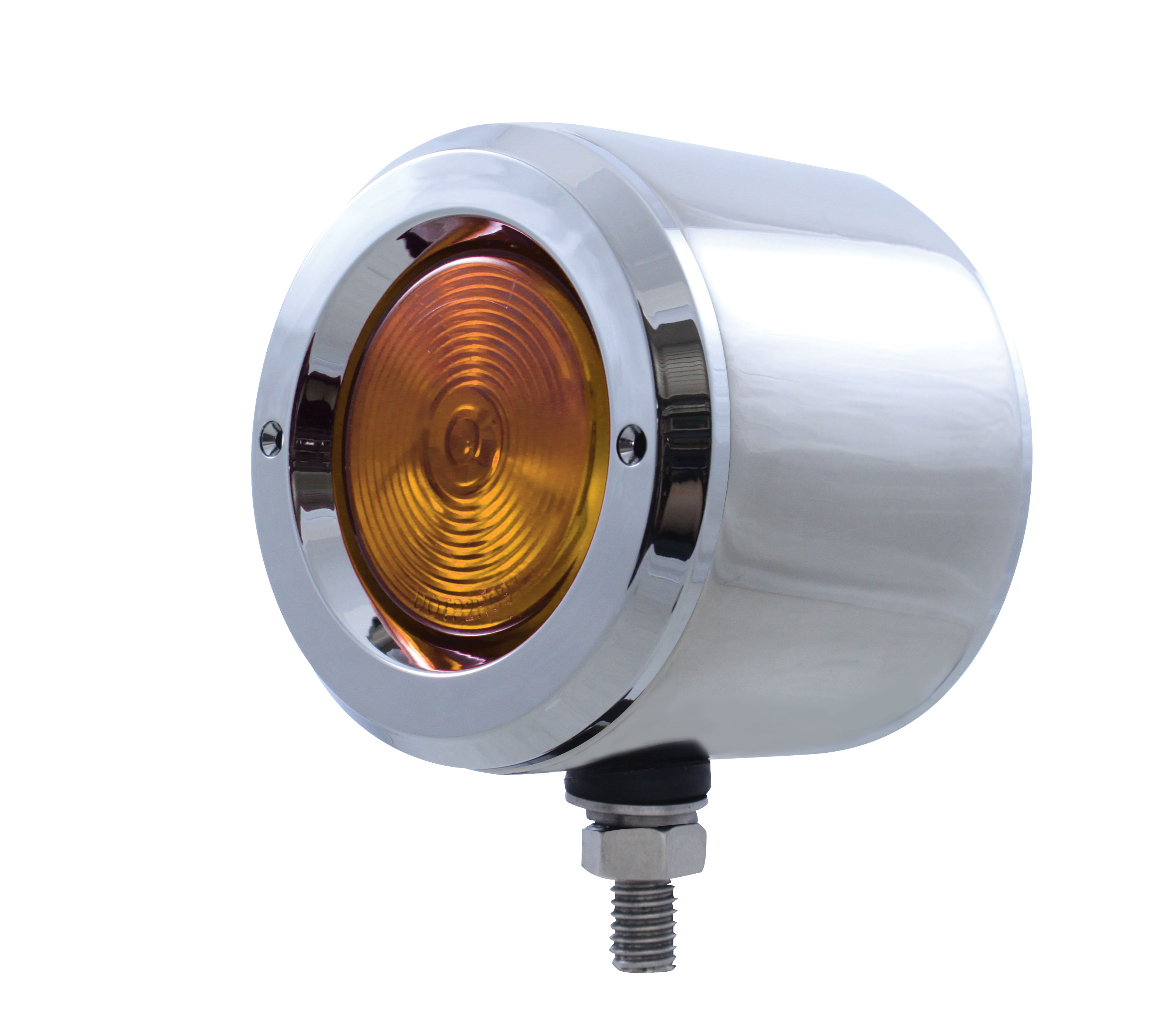 Incandescent Stainless Steel 2" Double Face Regular Flat Light W/ Bezel - Amber Lens/Red Lens