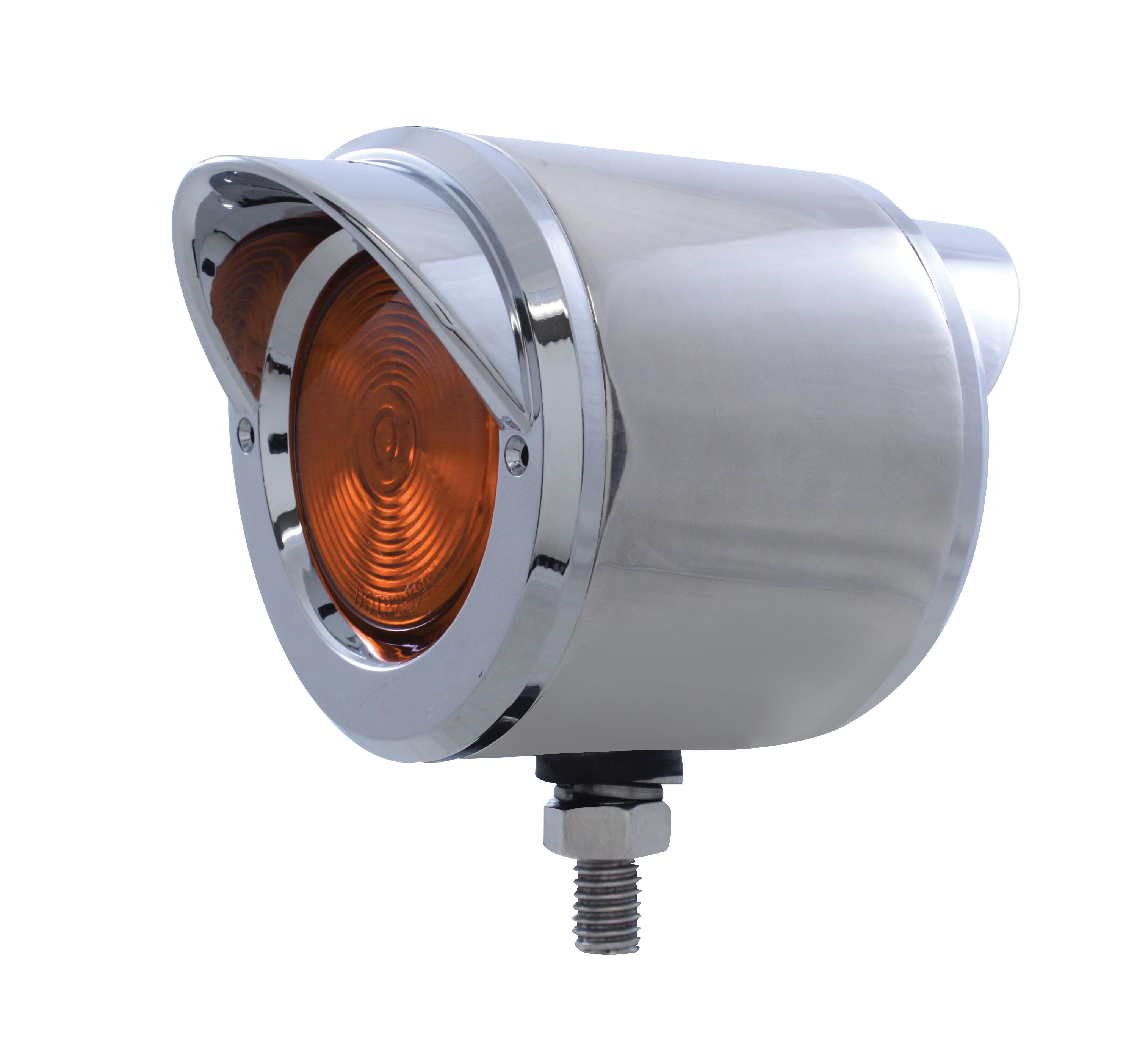 Incandescent Stainless Steel 2" Double Face Regular Flat Light W/ Visor - Amber Lens/Red Lens