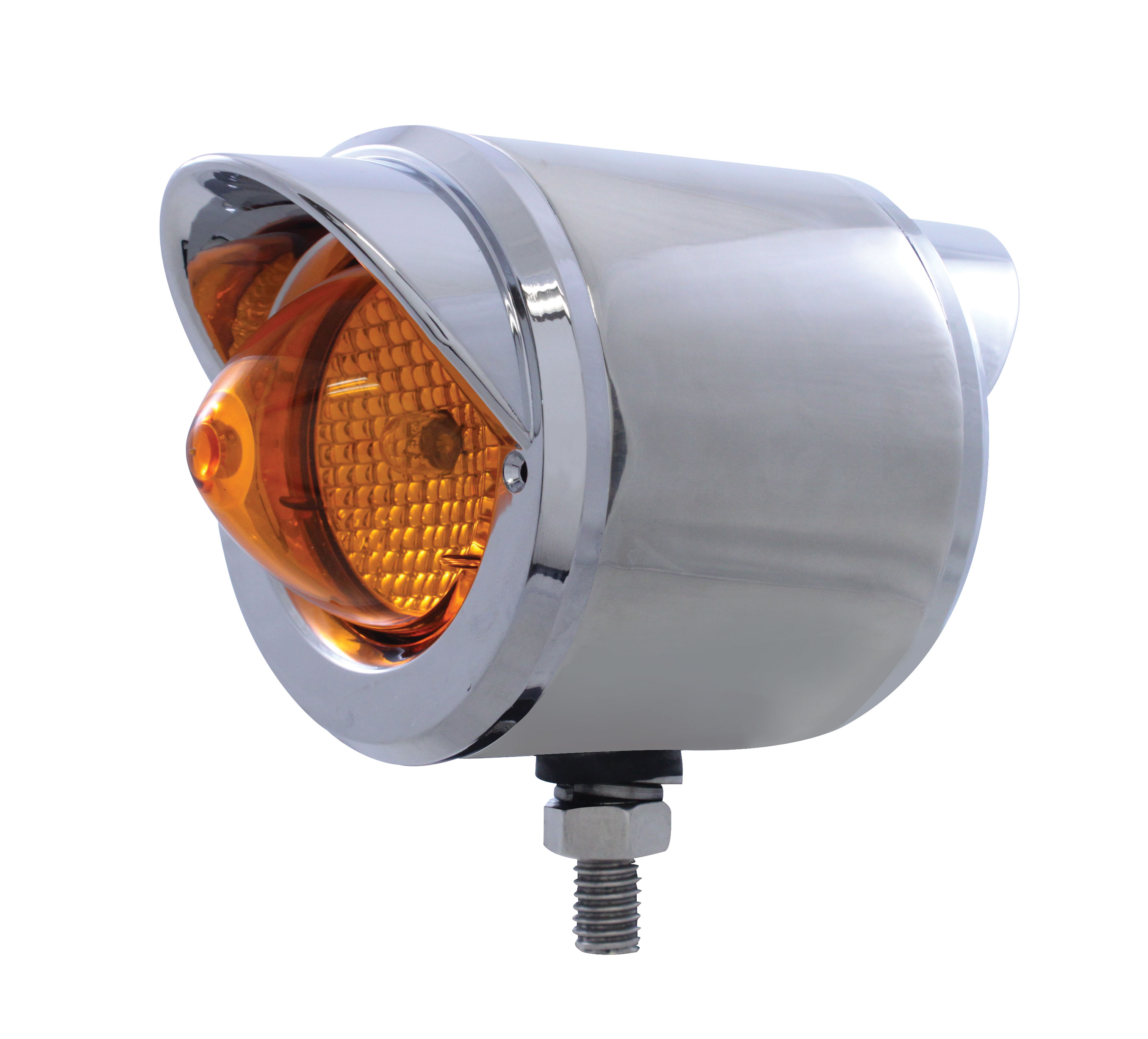 Incandescent Stainless Steel 2" Double Face Crystal Beehive Light W/ Visor - Amber Lens/Red Lens
