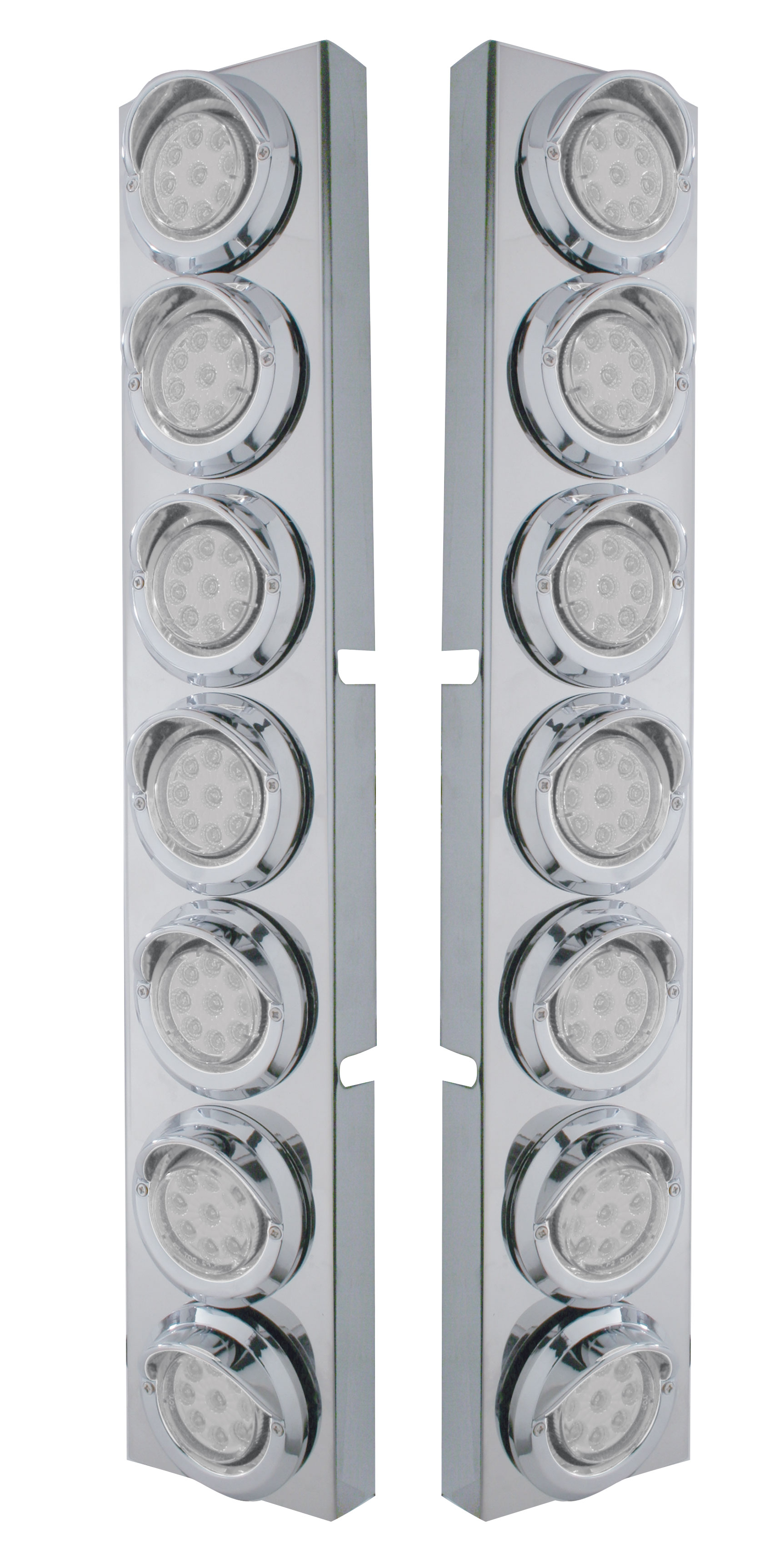 (2/Bulk) Stainless Steel Kenworth 14 Led Cutout Air Cleaner Bracket W/ 9 Amber Led 2" Reflector Light W/ Visor - Clear Lens