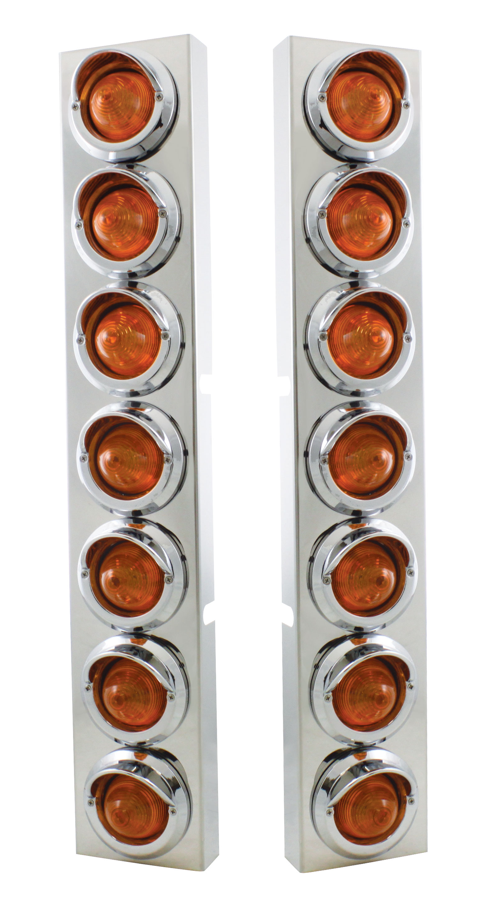 (2/Bulk) Stainless Steel Kenworth 14 Led Cutout Air Cleaner Bracket W/ 9 Amber Led 2" Beehive Light W/ Visor - Amber Lens