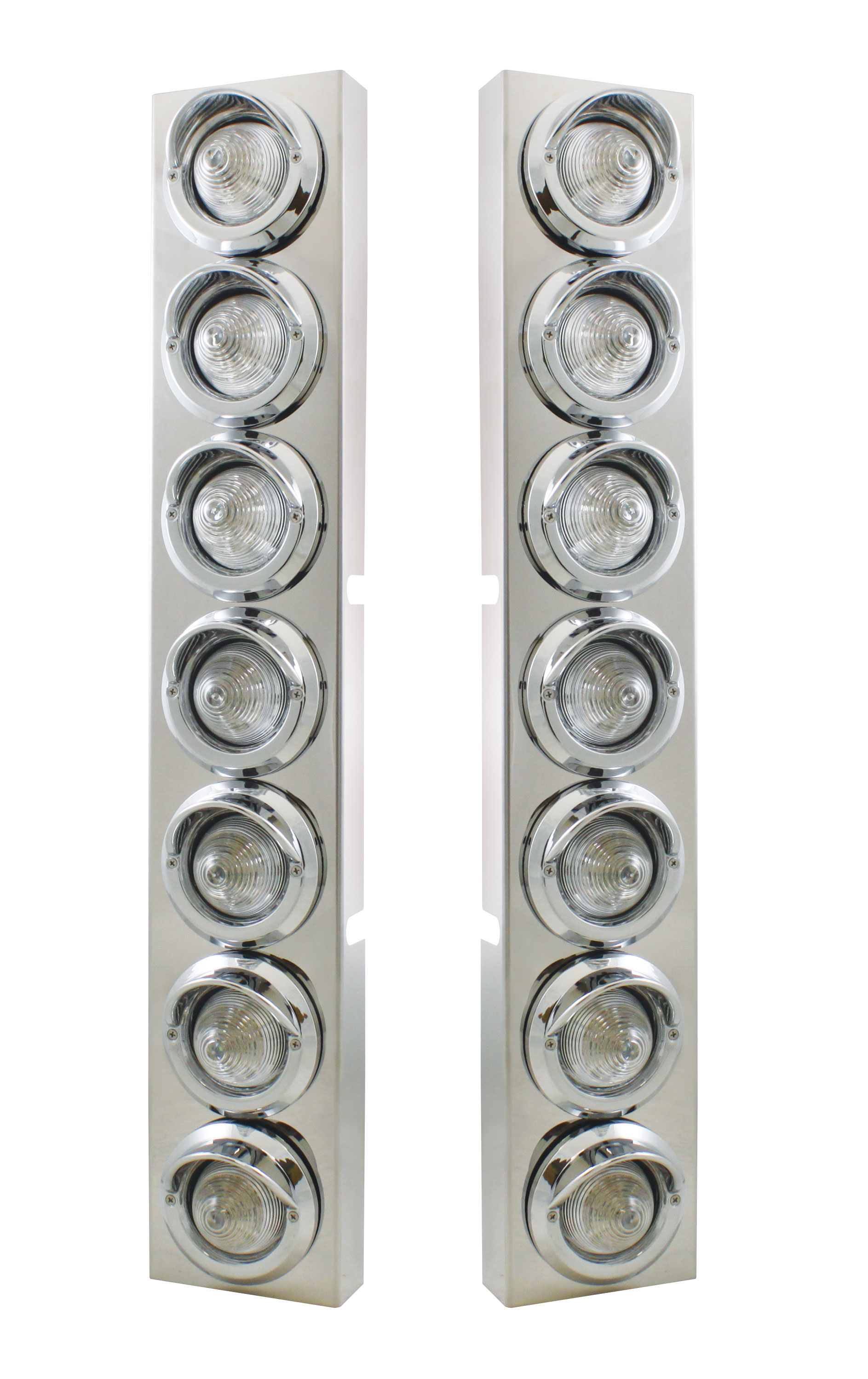 (2/Bulk) Stainless Steel Kenworth 14 Led Cutout Air Cleaner Bracket W/ 9 Amber Led 2" Beehive Light W/ Visor - Clear Lens