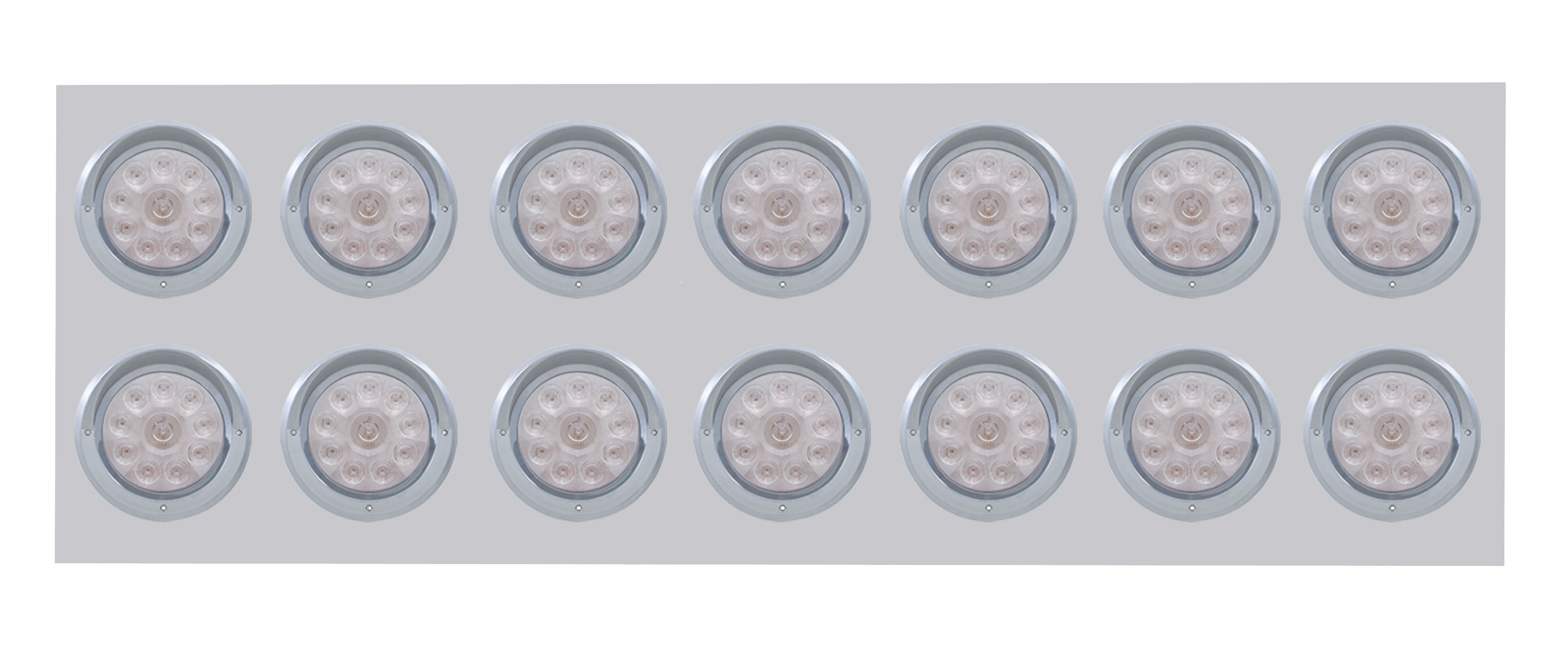 Stainless Steel Rear Light Panel W/ Fourteen 10 Red Led 4" Light W/ Visor - Clear Lens