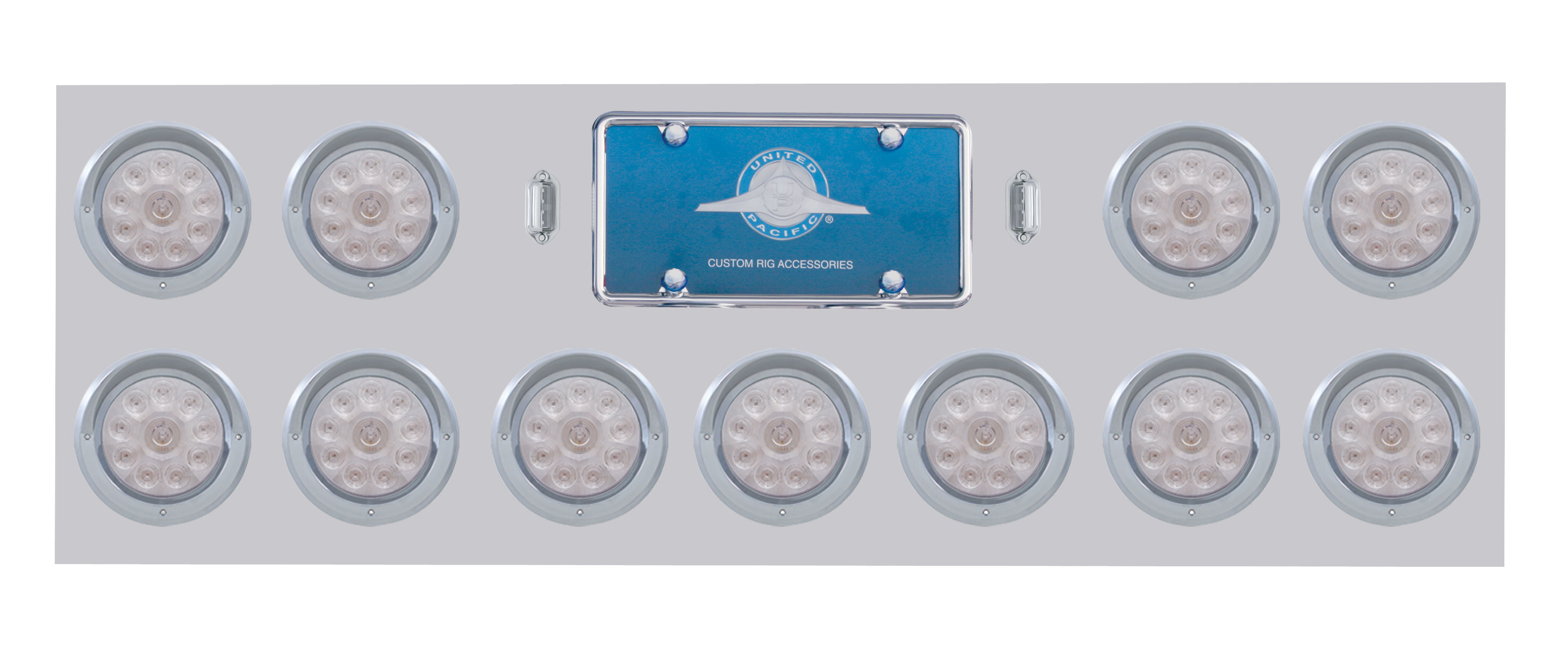 Stainless Steel Rear Light Panel W/ Eleven 10 Red Led 4" Light W/ Visor - Clear Lens