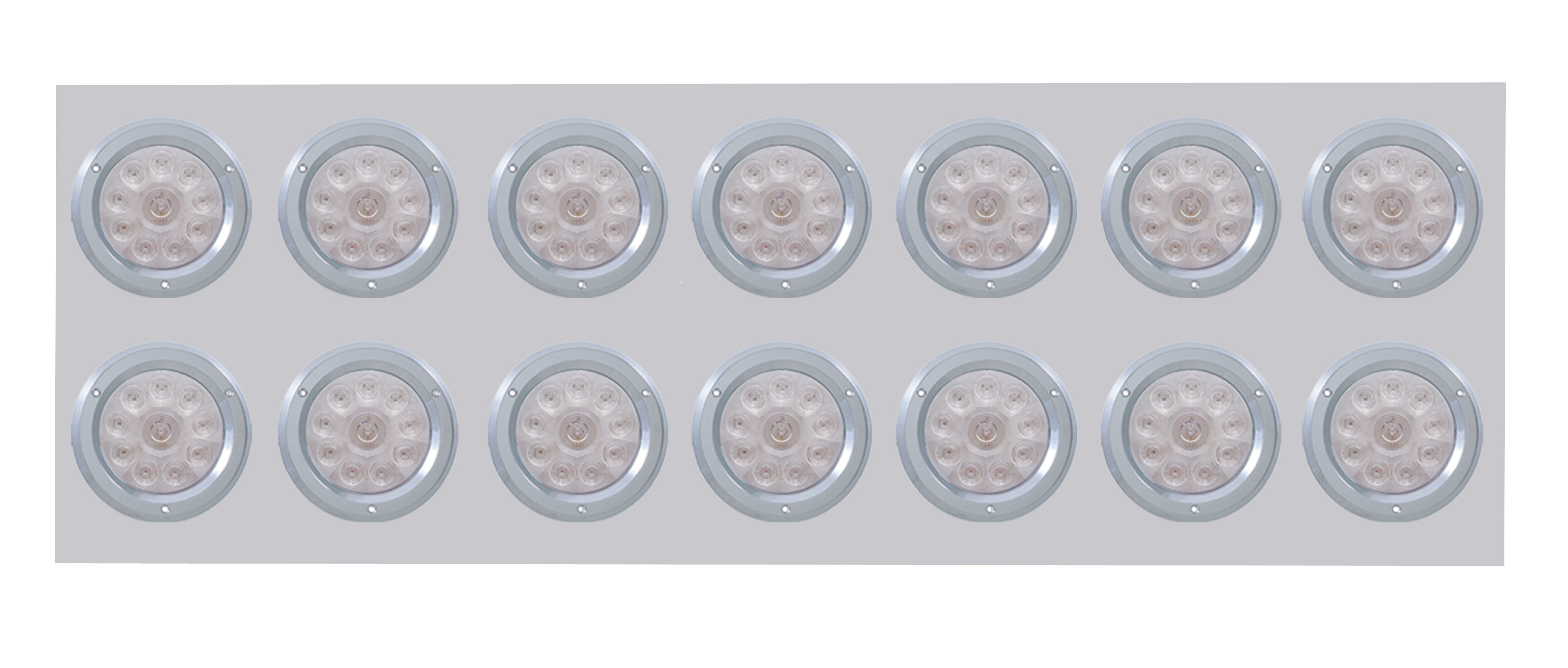 Stainless Steel Rear Light Panel W/ Fourteen 10 Red Led 4" Light W/ Bezel - Clear Lens