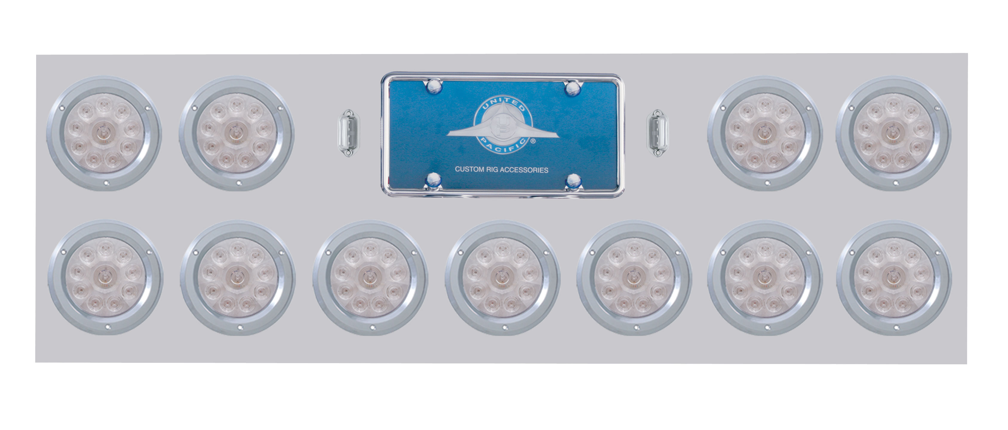 Stainless Steel Rear Light Panel W/ Eleven 10 Red Led 4" Light W/ Bezel - Clear Lens