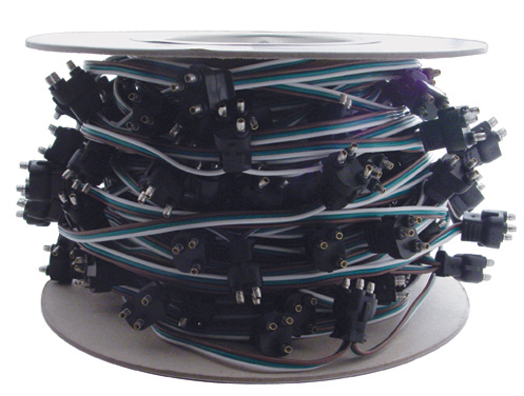 (Roll) Wire Harness - 12" Wire Lead W/ 100 Molded 3 Wire Plug