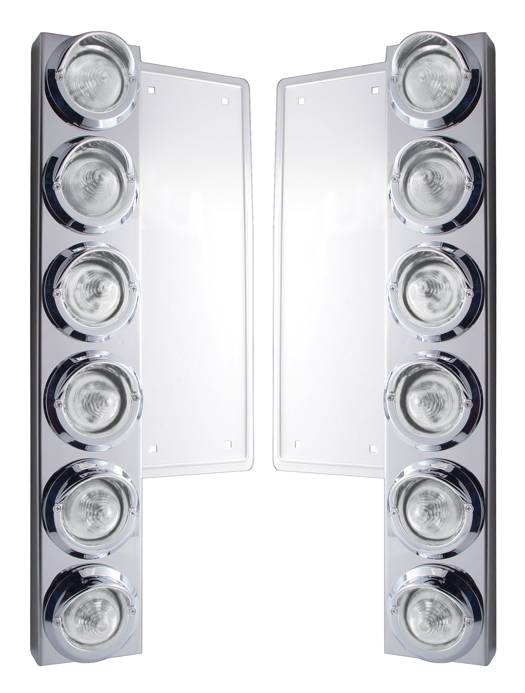 (2/Bulk) Stainless Steel Freightliner  12 Led Cutout Front Air Cleaner Bracket W/ 9 Amber Led 2" Beehive Marker Lt W/ Visor - Clear Lens