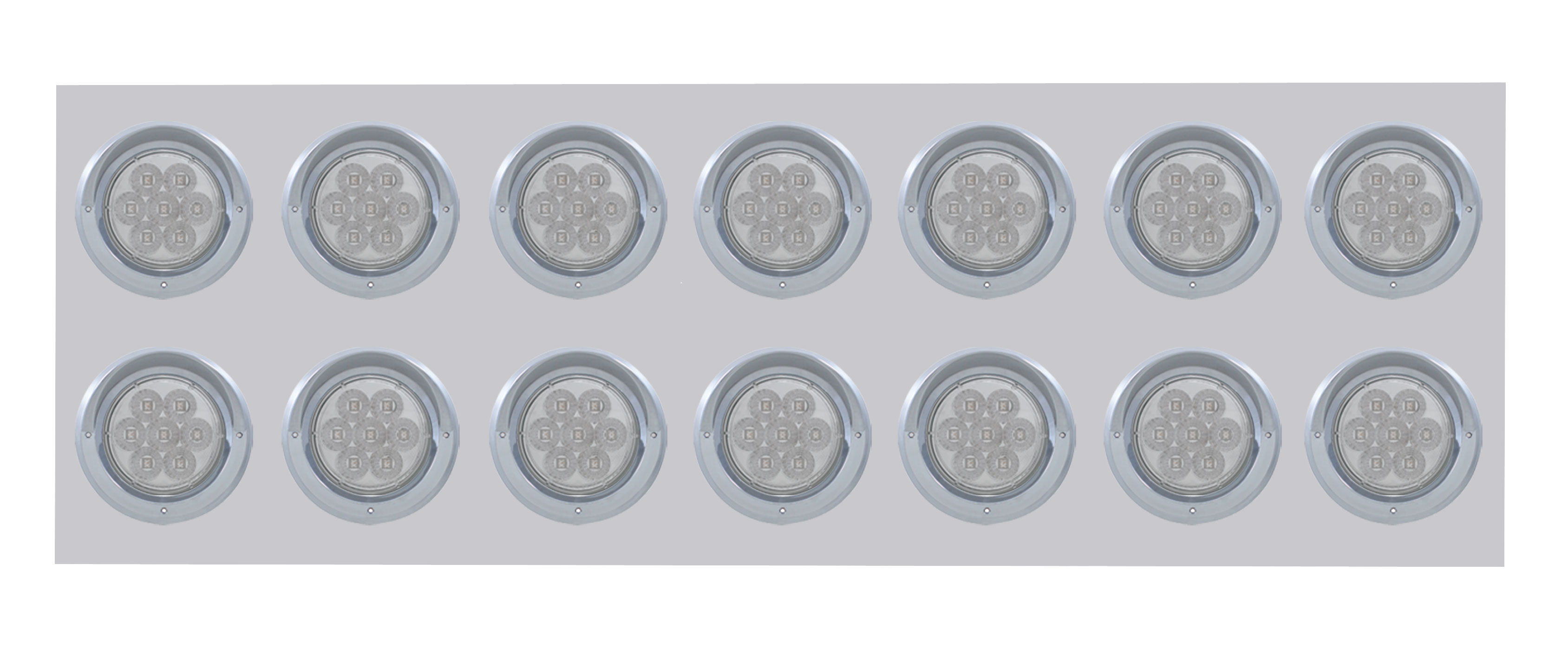 Stainless Steel Rear Light Panel W/ Fourteen 7 Red Led 4" Light W/ Visor - Clear Lens