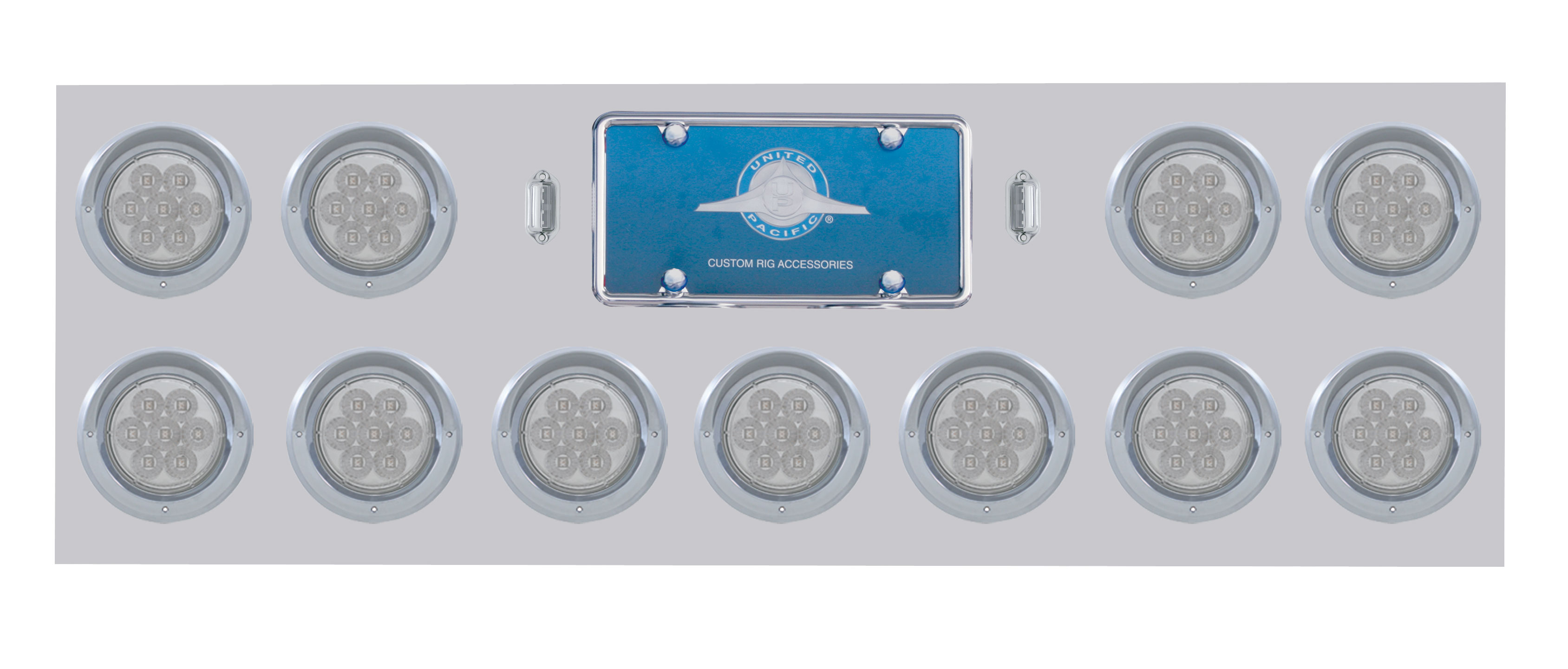 Stainless Steel Rear Light Panel W/ Eleven 7 Red Led 4" Reflector Light W/ Visor - Clear Lens