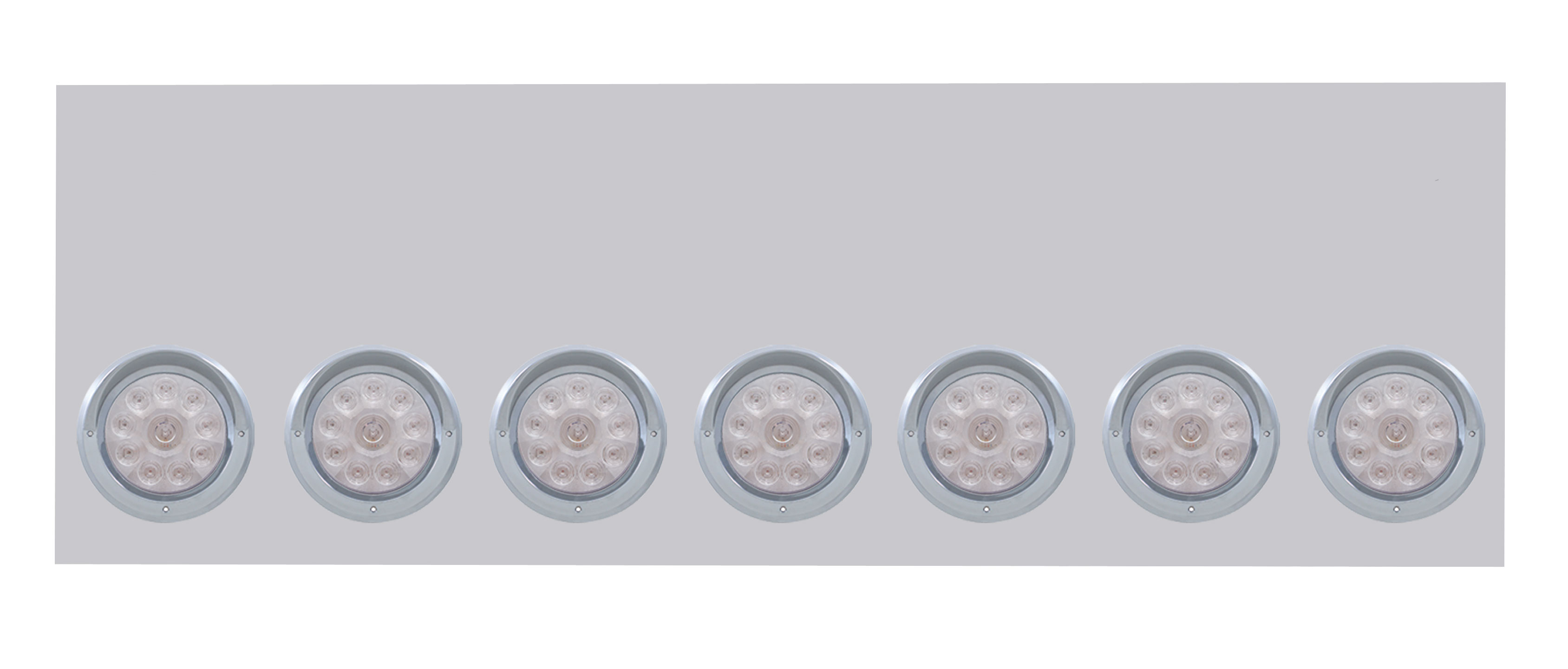 Stainless Steel Rear Light Panel W/ Seven 10 Red Led 4" Light W/ Visor W/O License Hole - Clear Lens