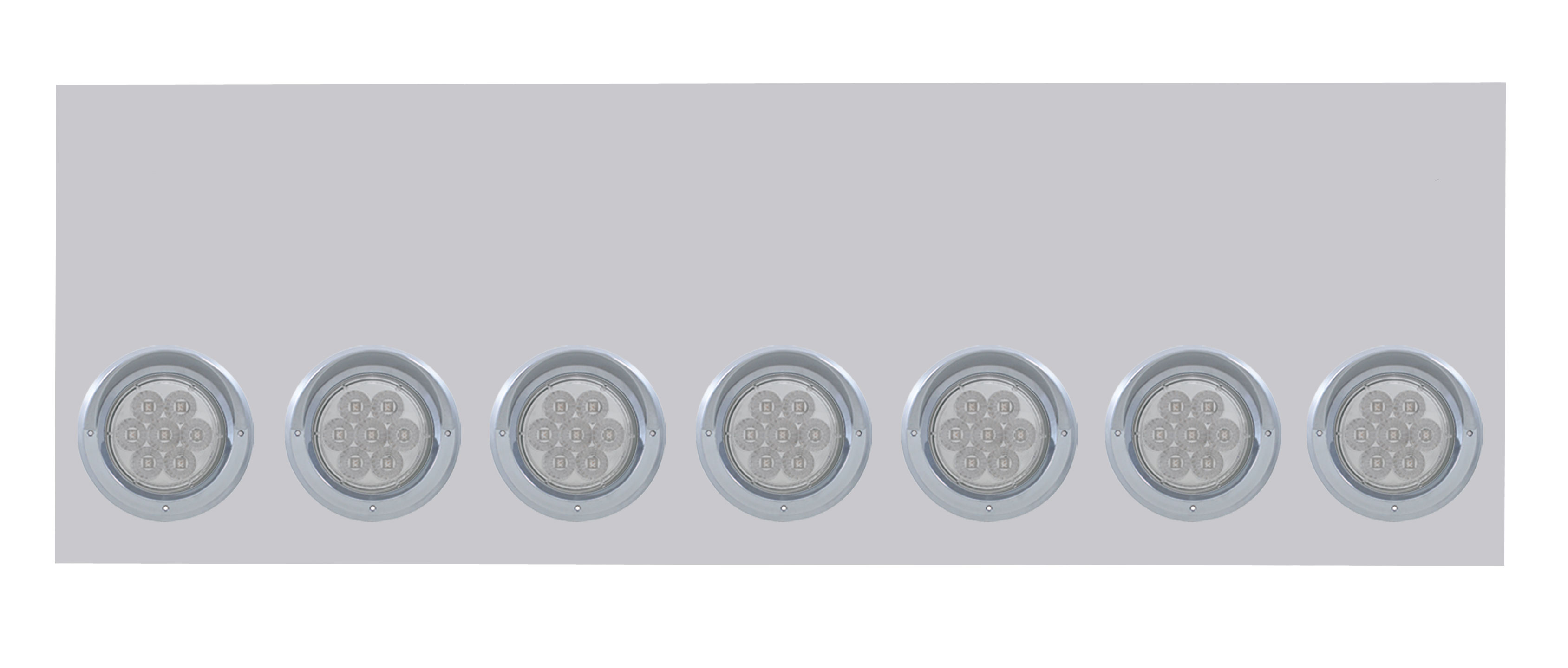 Stainless Steel Rear Light Panel W/ Seven 7 Red Led 4" Light W/ Visor W/O License Hole - Clear Lens