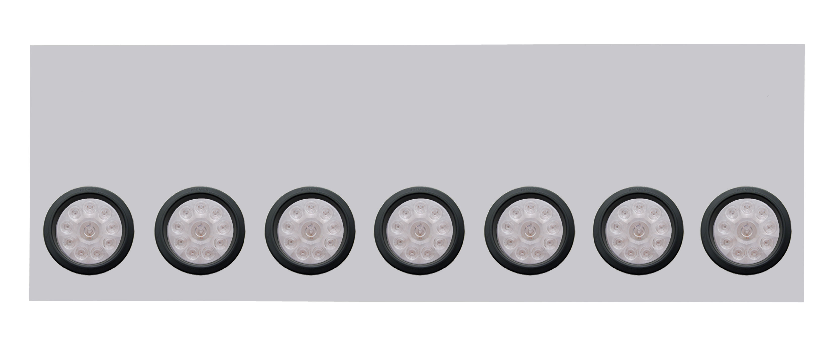 Stainless Steel Rear Light Panel W/ Seven 10 Red Led 4" Light W/ Grommet W/O License Hole - Clear Lens