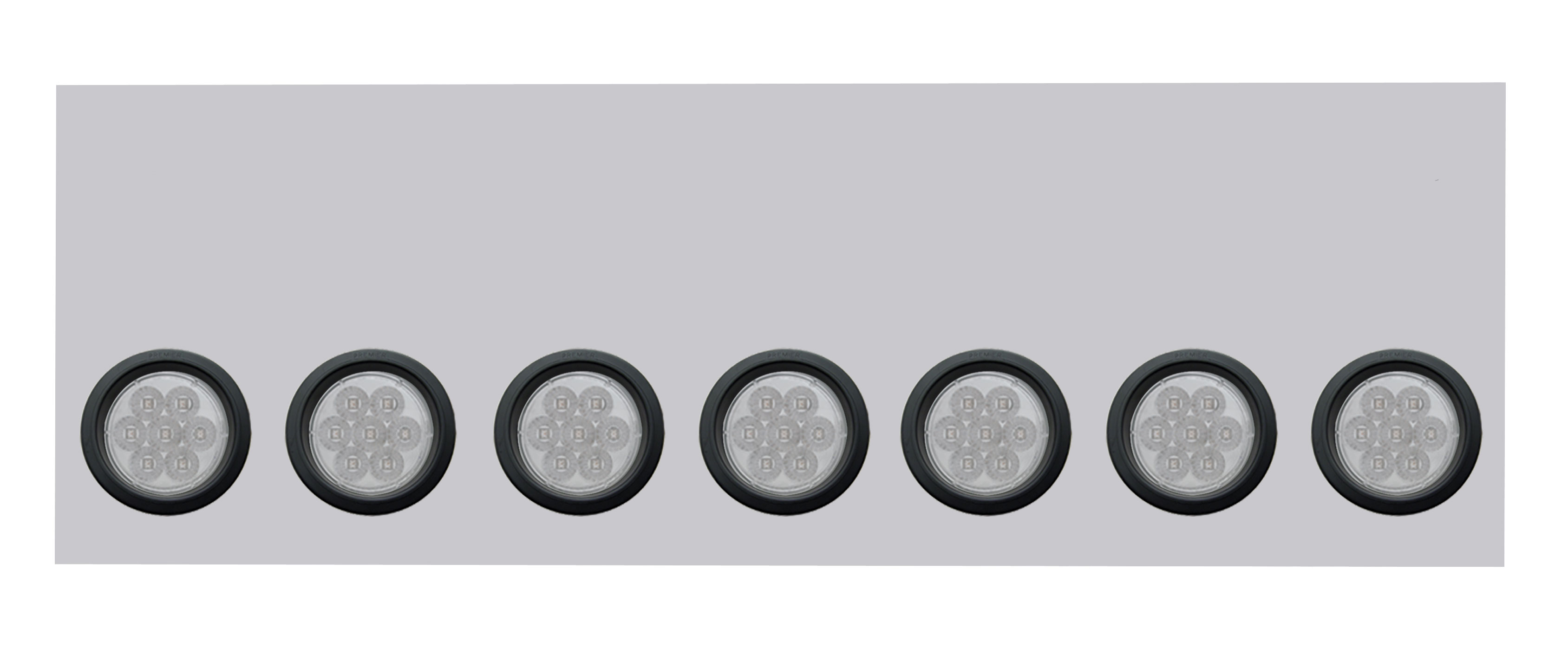 Stainless Steel Rear Light Panel W/ Seven 7 Red Led 4" Light W/ Grommet W/O License Hole - Clear Lens