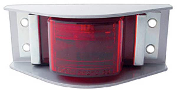 Incandescent Gray Steel Narrow Rail Marker Light - Red Flat Lens