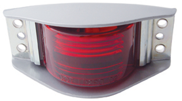 Incandescent Gray Steel Narrow Rail Marker Light - Red