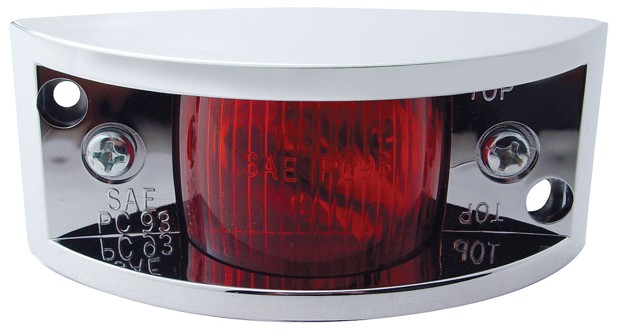 Incandescent Chrome Narrow Rail Marker Light - Red