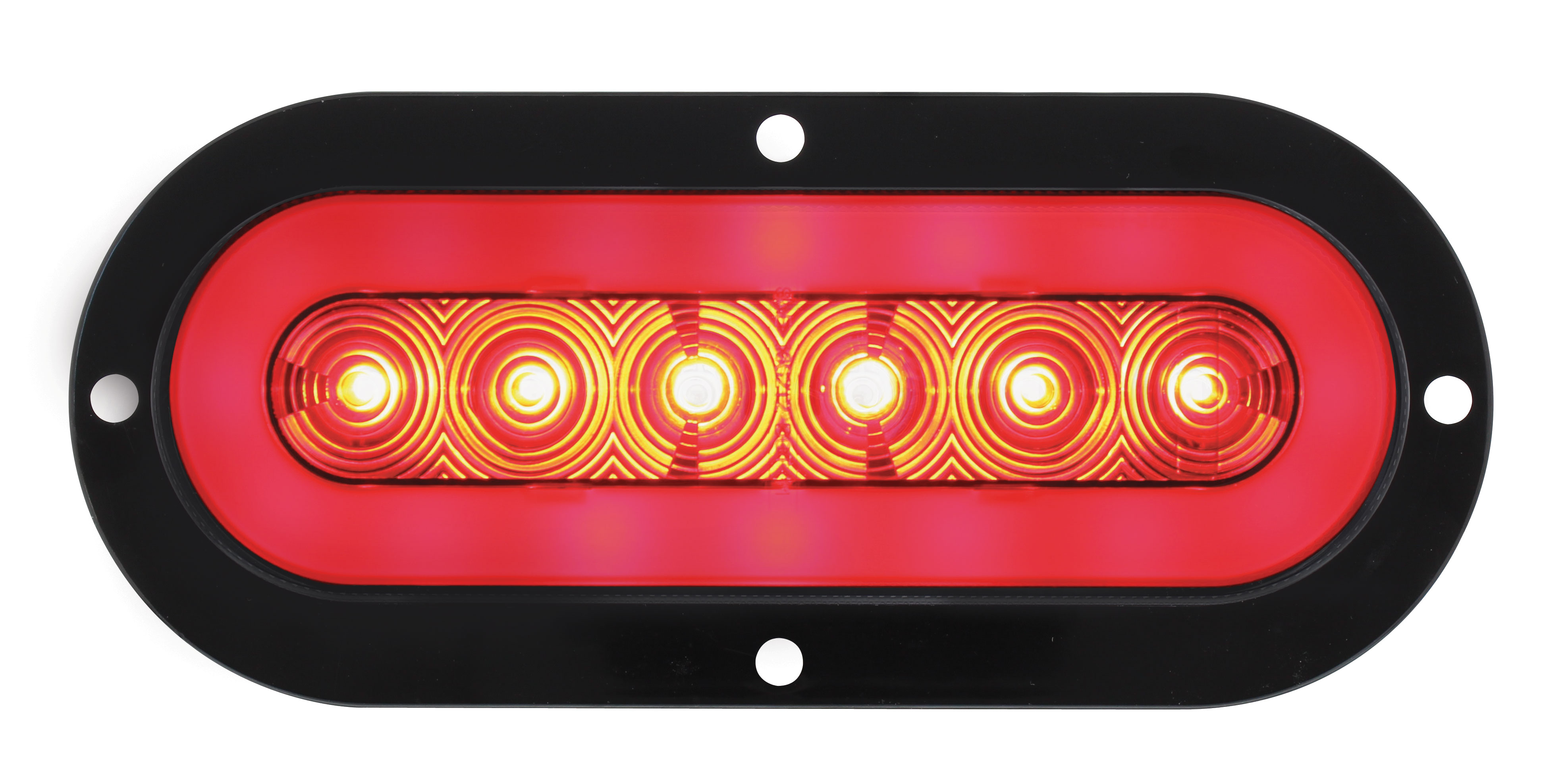 22 Red Led 6" Oval S/T/T & P/T/C "Glo" Light - Flange - Clear Lens