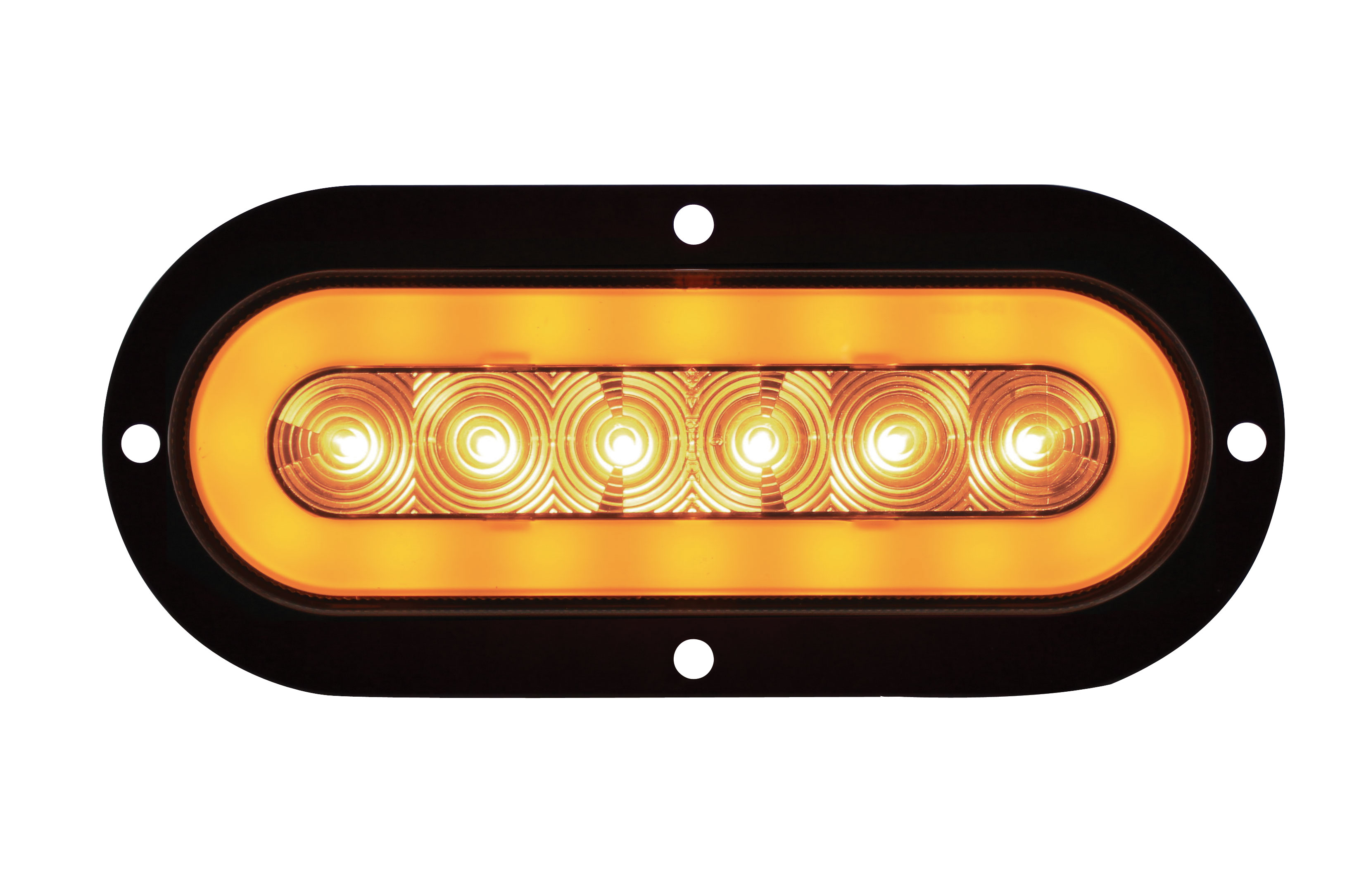 22 Amber Led 6" Oval S/T/T & P/T/C "Glo" Light - Flange - Clear Lens