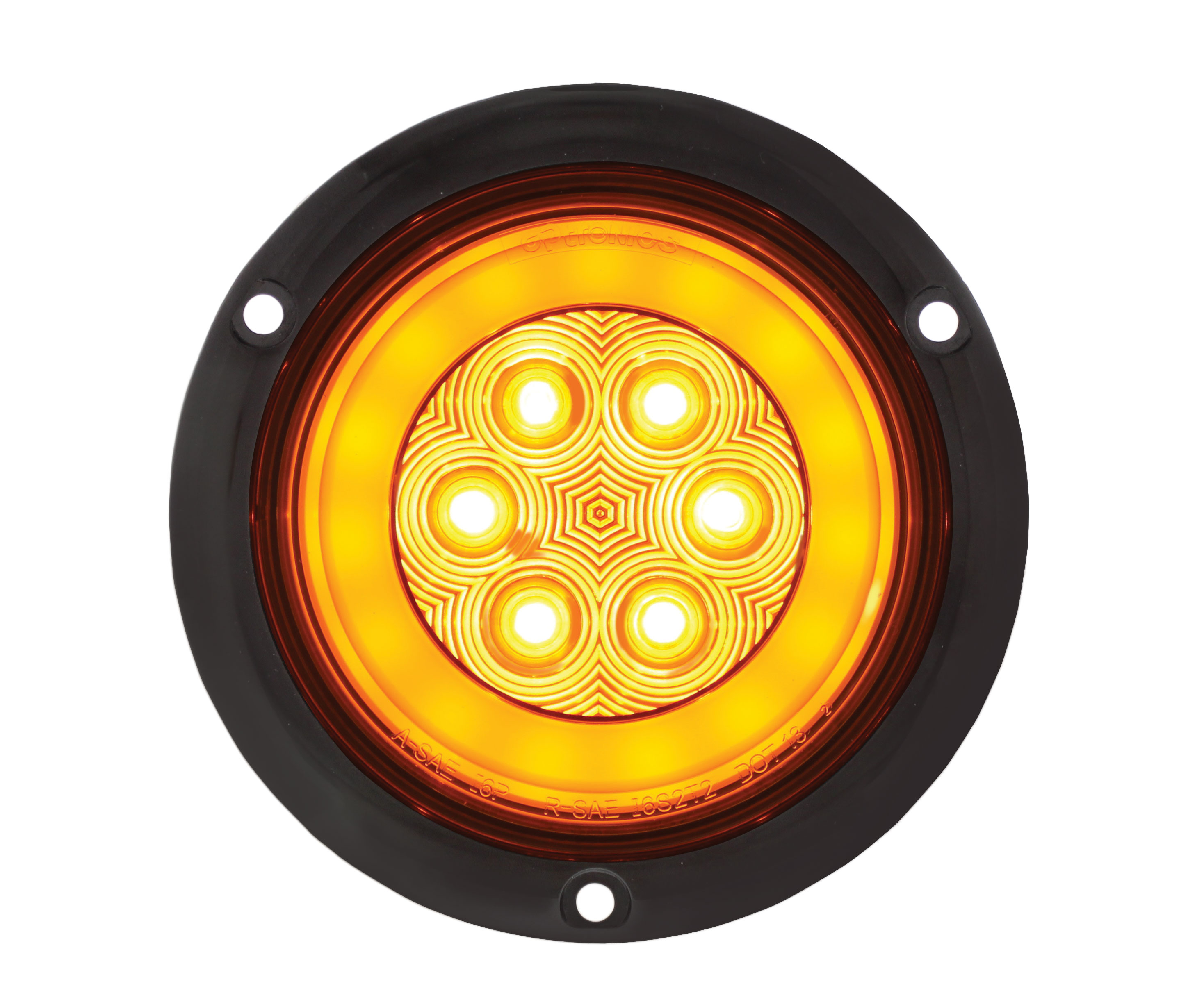 21 Led 4" S/T/T & P/T/C "Glo" Light - Flanged - Amber Led / Amber Lens