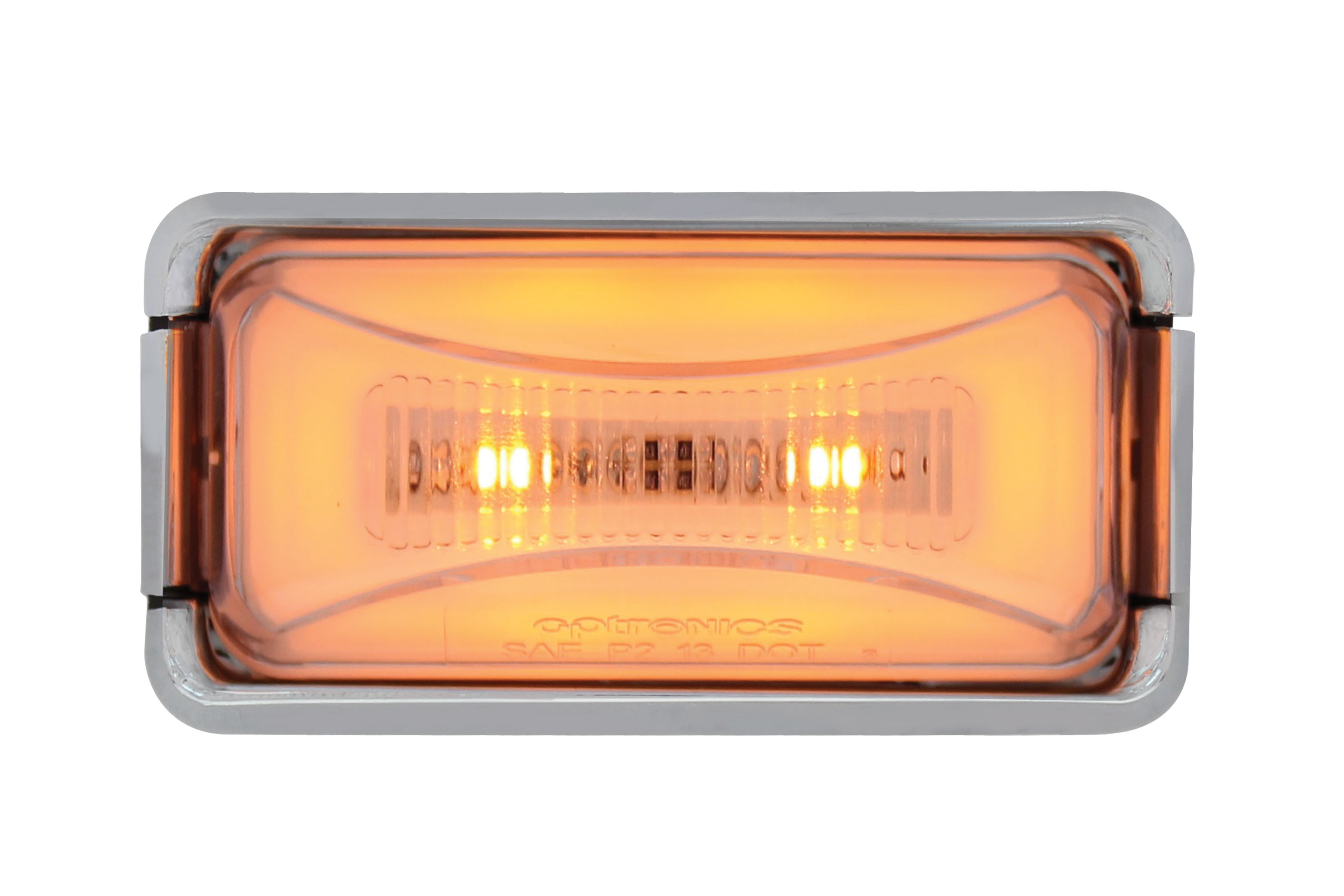 8 Amber Led Rectangular Clearance / Marker Light - Glo Light - Clear Lens