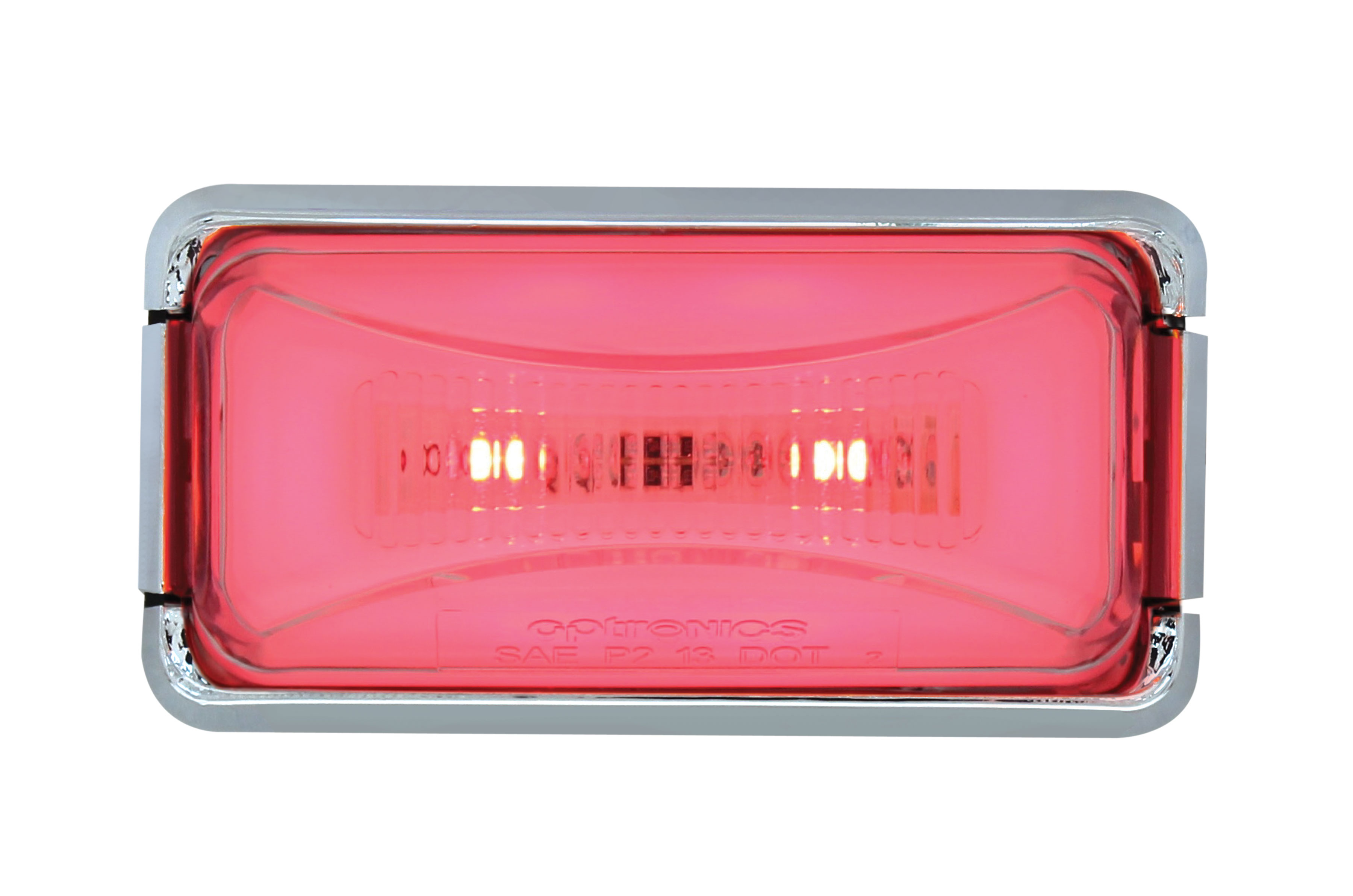 8 Red Led Rectangular Clearance / Marker Light - Glo Light - Clear Lens