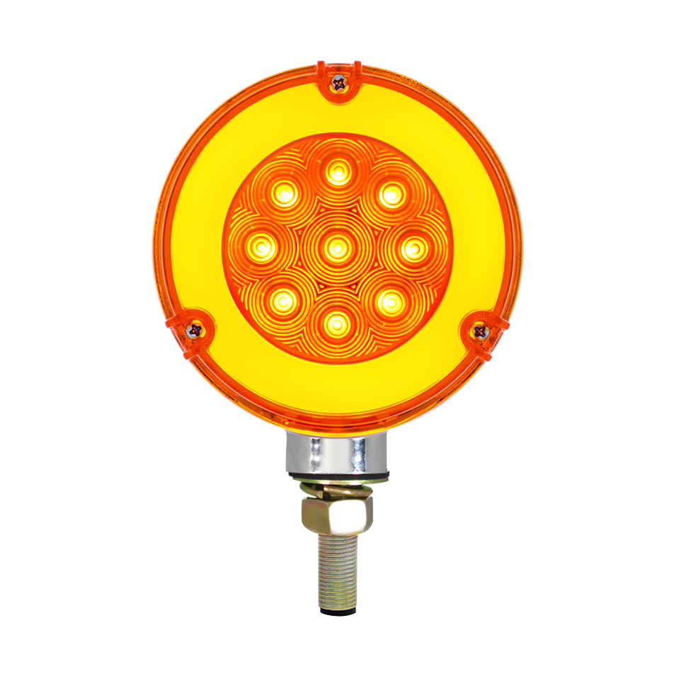 Chrome Housing 27 Amber/27 Red Led Double Face "Glo" Turn Signal Light - Amber/Red Lens