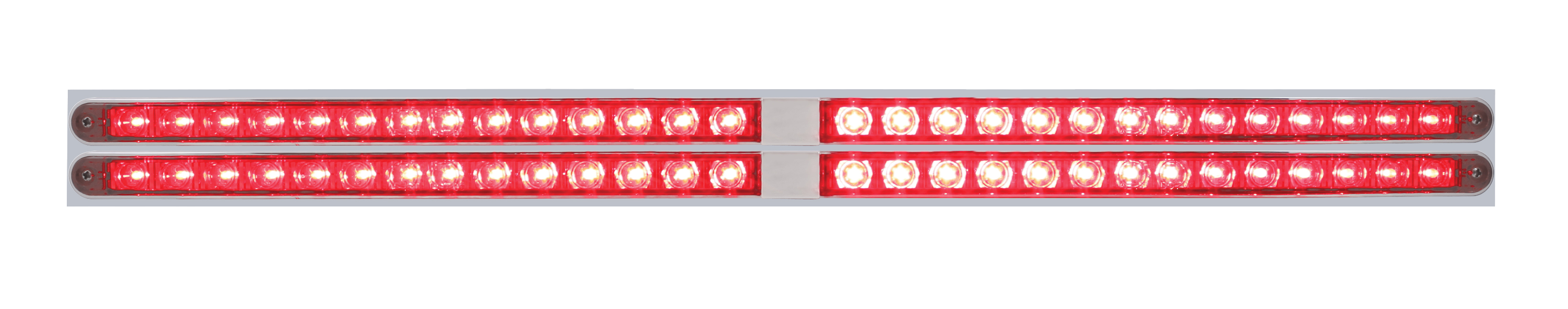 Led Chrome Top Mud Flap Plate With 24" 14 Red Led Light Bar X 2 - Red Lens
