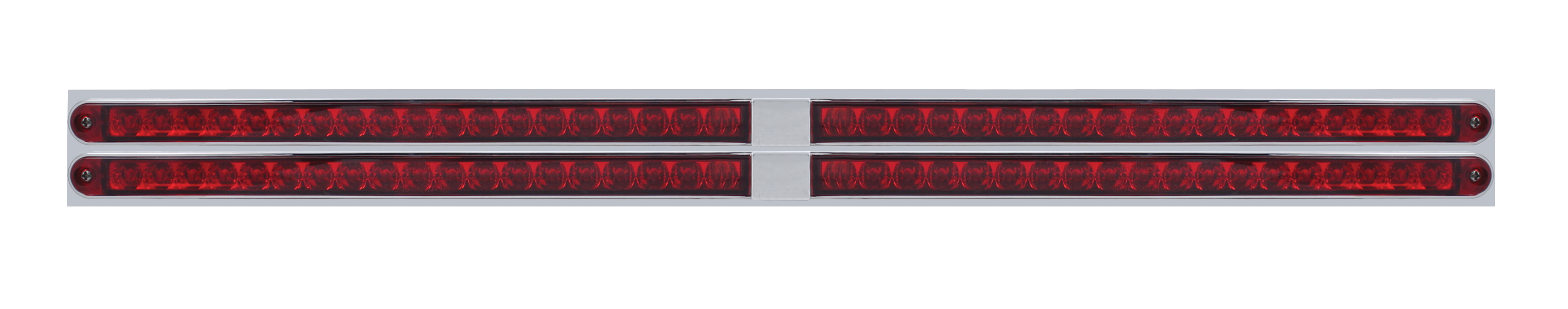 Led Chrome Top Mud Flap Plate With 24" 19 Red Led Light Bar W/ Reflector X 2 - Red Lens