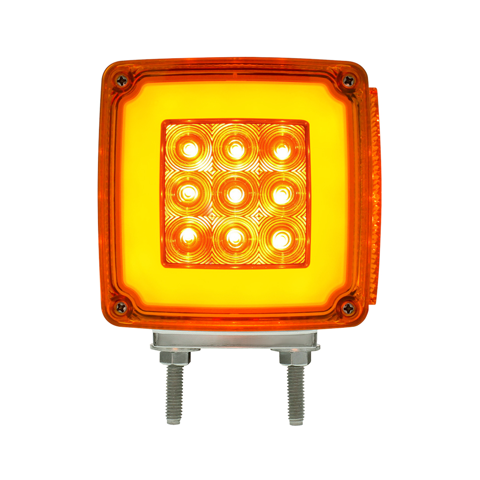 28+3 Amber /28 Red Led Double Stud Square Double Face "Glo" Signal Light - Passenger