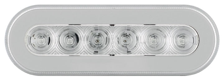 22 Red Led 6" Oval S/T/T & P/T/C "Glo" Light - Clear Lens