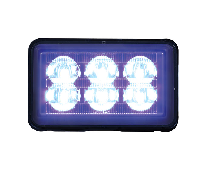 6 High Power Led Rectangular 12V/24V Strobe Light With Bracket - Blue