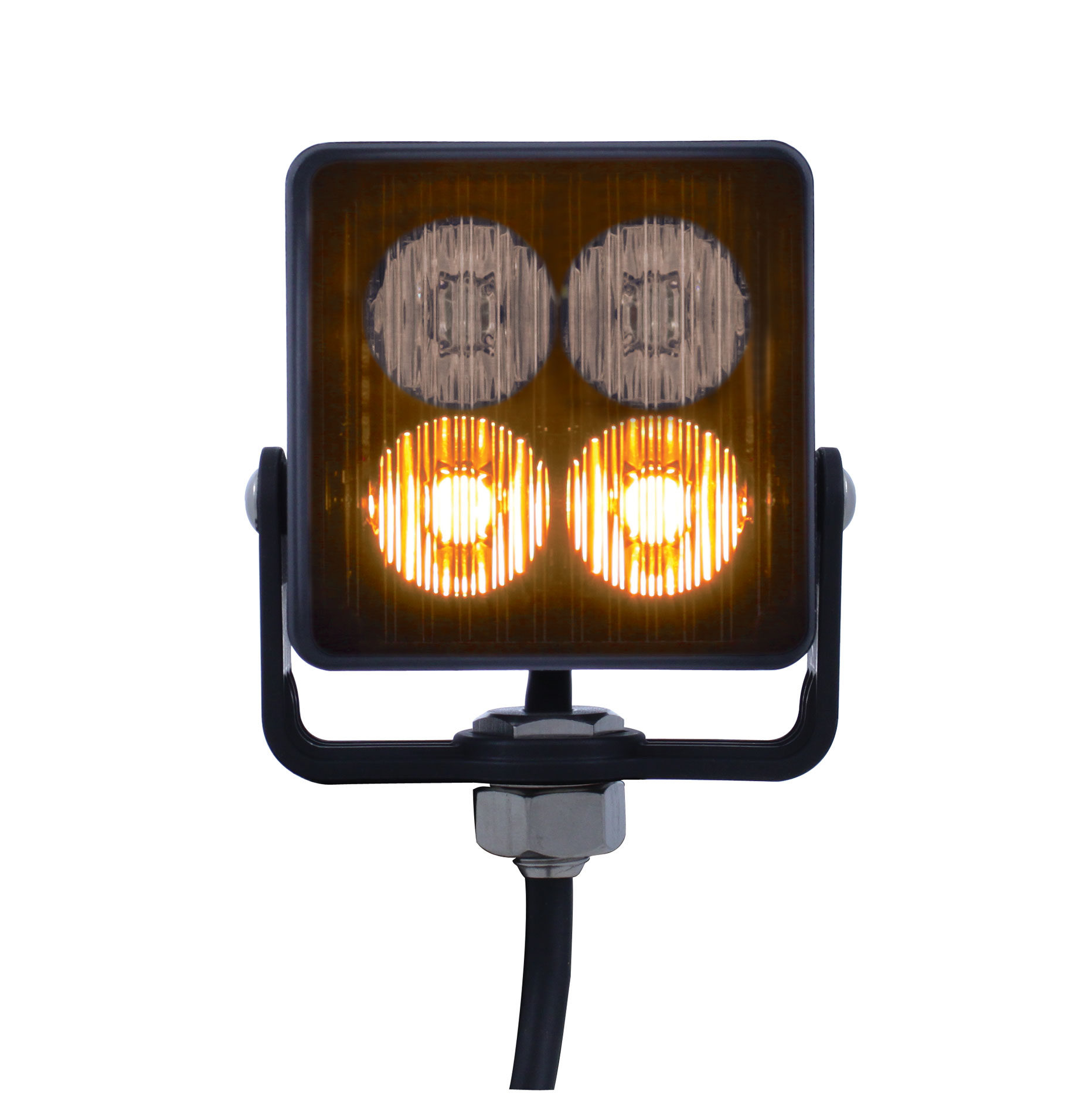 4 High Power Led 12V/24V Square Strobe Lighthead - Amber