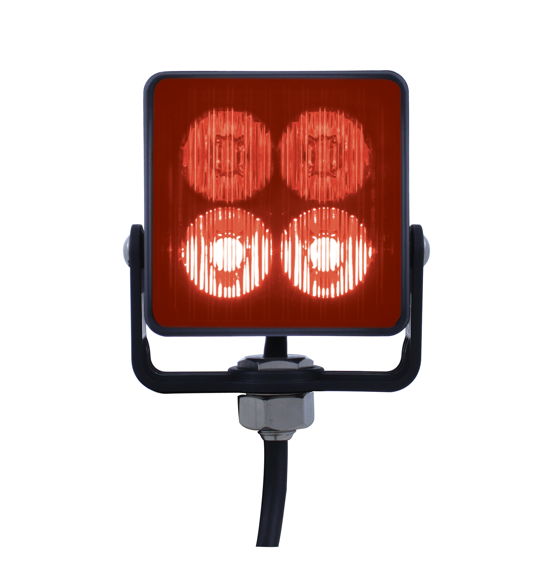 4 High Power Led 12V/24V Square Strobe Lighthead - Red