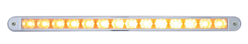 14 Amber Led 12" Auxiliary Warning Light Bar With Chrome Bezel - Clear Lens