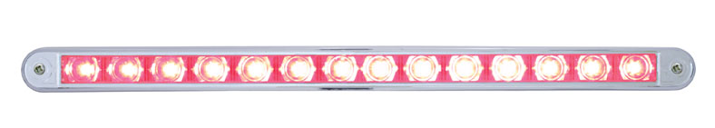 14 Red Led 12" Auxiliary Strobe Light Bar With Chrome Bezel - Clear Lens