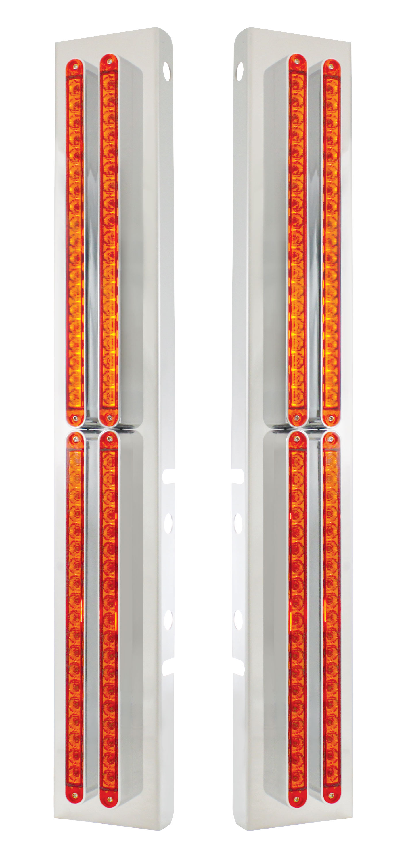 Led Peterbilt Air Cleaner Bracket With 19 Amber Led 12" Light Bar With Reflector X 8 - Amber Lens