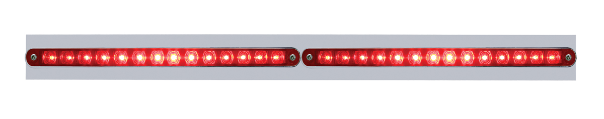 Led Chrome Top Mud Flap Plate With 14 Red Led Light Bar X 2 - Red Lens