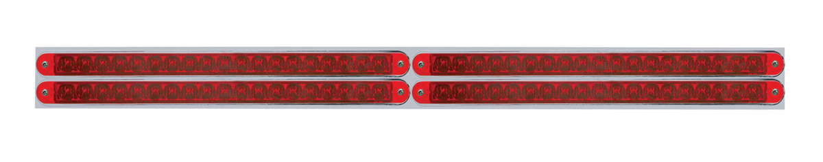 Led Chrome Top Mud Flap Plate With 19 Red Led Light Bar With Reflector X 4 - Red Lens