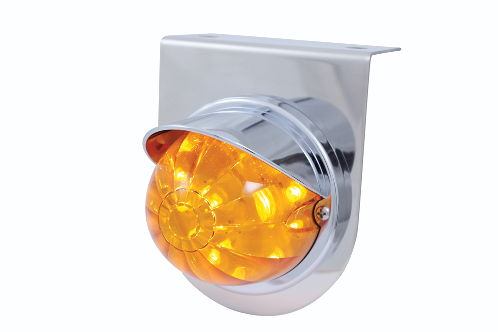 S.S. Light Bracket W/ 1 Large Watermelon Dual Function 17 Amber Led Light With Visor - Amber Lens