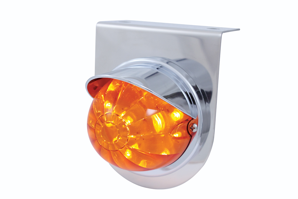 S.S. Light Bracket W/ 1 Large Watermelon Dual Function 17 Amber Led Light With Visor - Dark Amber Lens