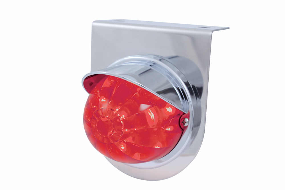 S.S. Light Bracket W/ 1 Large Watermelon Dual Function 17 Red Led Light With Visor - Red Lens
