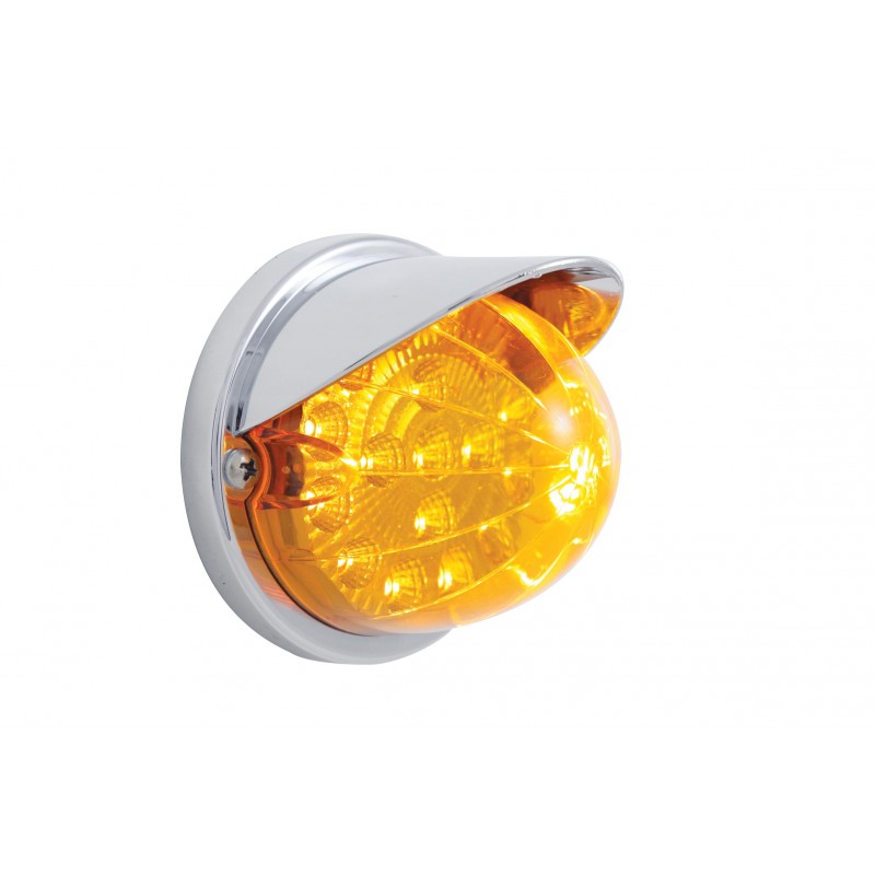 17 Amber Led Watermelon Reflector Cab Light Flush Mount Kit With Visor - Amber Lens
