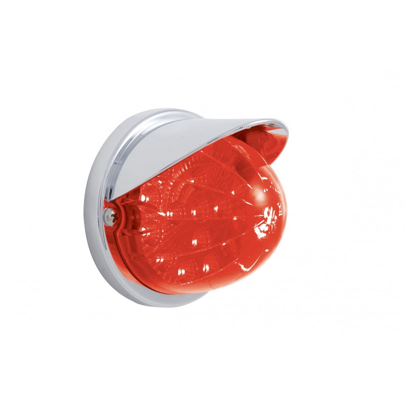 17 Red Led Watermelon Reflector Cab Light Flush Mount Kit With Visor - Red Lens