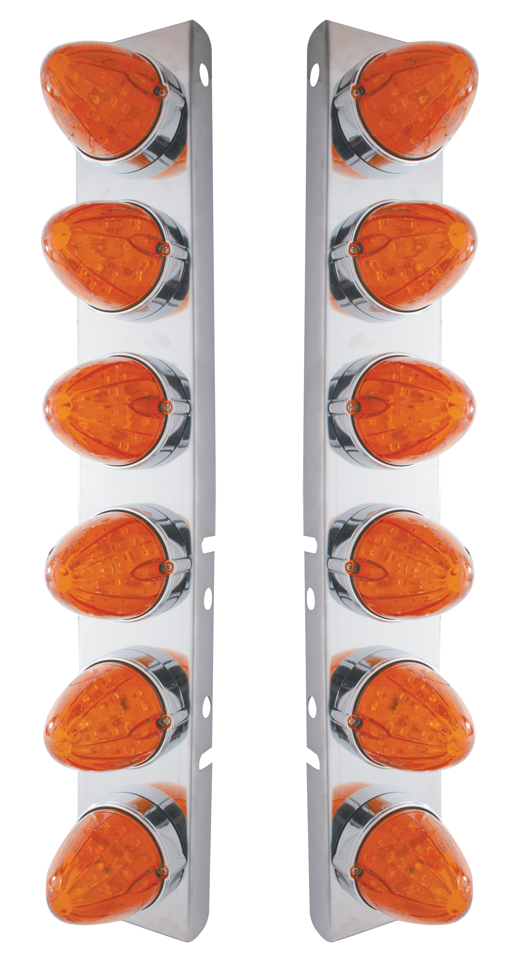 Stainless Steel Peterbilt air Cleaner Kit W/ Twelve 19 Amber Led Watermelon Marker Light - Dark Amber Lens