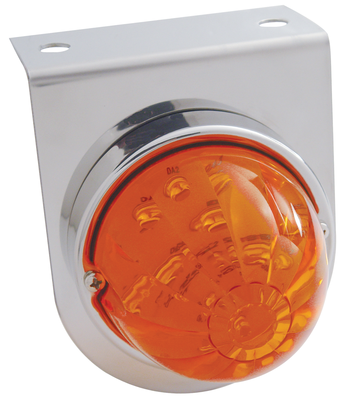 S.S. Light Bracket W/ 1 Large Watermelon 17 Amber Led Light - Dark Amber Lens