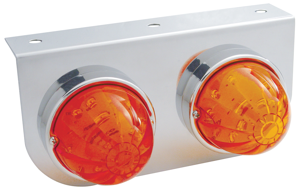 S.S. Light Bracket W/ 2 Large Watermelon 17 Amber Led Light - Dark Amber Lens