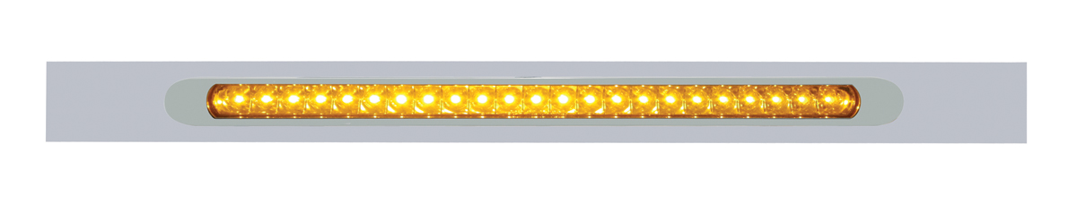 Chrome Top Mud Flap Plate With 23 Amber Led 17 1/4" Light Bar With Bezel - Amber Lens