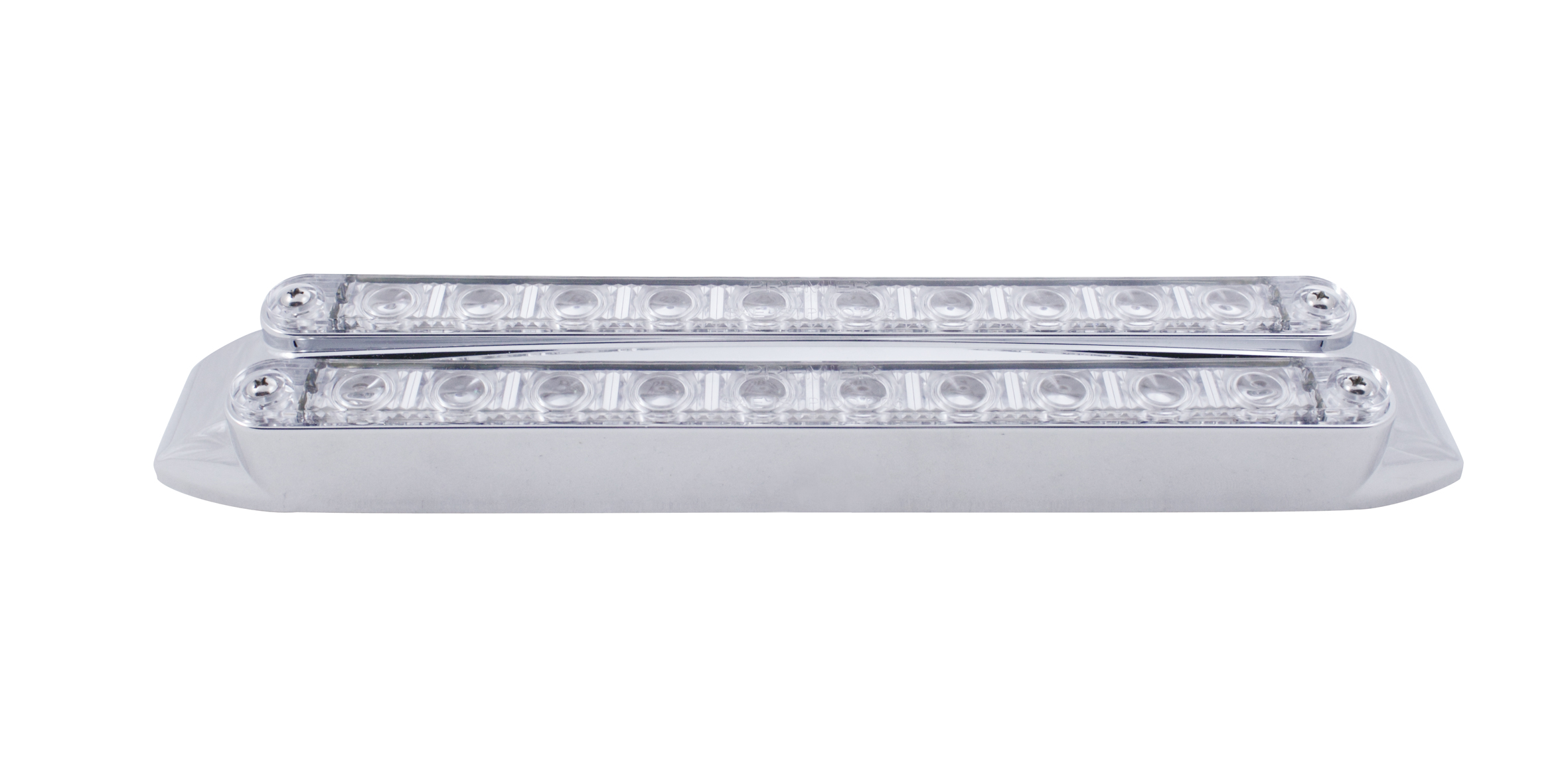 Chrome 10 Amber/10 Amber Led 9" P/T/C Light Bar - Clear/Clear Lens